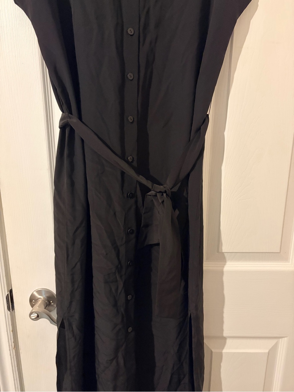 Club Monaco Black Button-Front Maxi Silk Shirt Dress - Picture 5 of 6